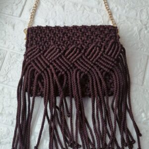 Плетеная сумка, цвет: горький шоколад, ручная работа