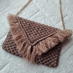 Плетеная сумка, цвет: молочный шоколад, ручная работа